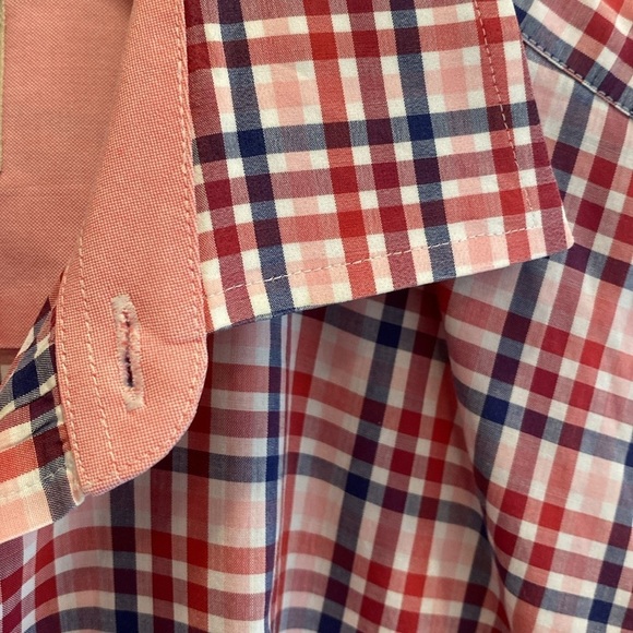 Ted Baker Archive Egyptian Cotton Button Down Pink Plaid Flip Cuff Shirt 16.5 - Picture 6 of 10